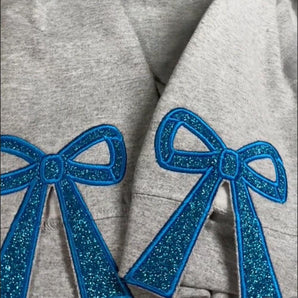 EMBROIDERED Side Bow Applique Sweatshirt