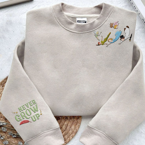 Embroidered Peter Pan Tinker Bell Wendy Flying Never Grow Up Sweatshirt